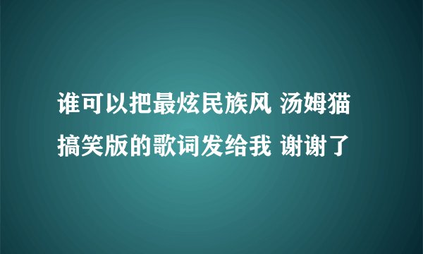 谁可以把最炫民族风 汤姆猫搞笑版的歌词发给我 谢谢了