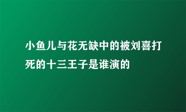 小鱼儿与花无缺中的被刘喜打死的十三王子是谁演的