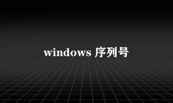 windows 序列号