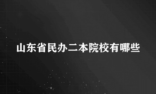 山东省民办二本院校有哪些