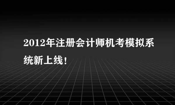 2012年注册会计师机考模拟系统新上线！