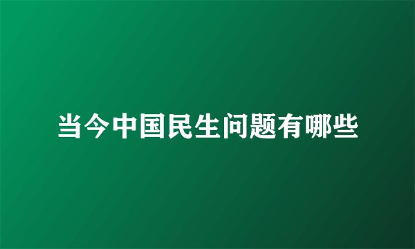 当今中国民生问题有哪些