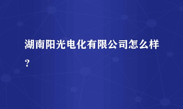 湖南阳光电化有限公司怎么样？