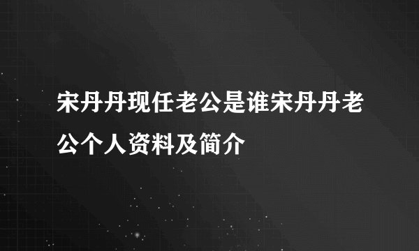 宋丹丹现任老公是谁宋丹丹老公个人资料及简介