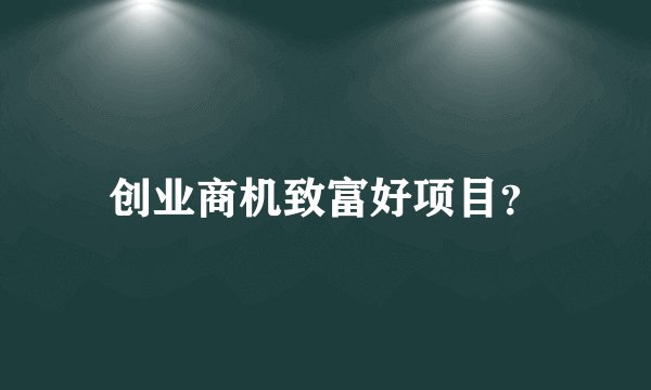 创业商机致富好项目？