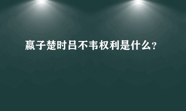 嬴子楚时吕不韦权利是什么？