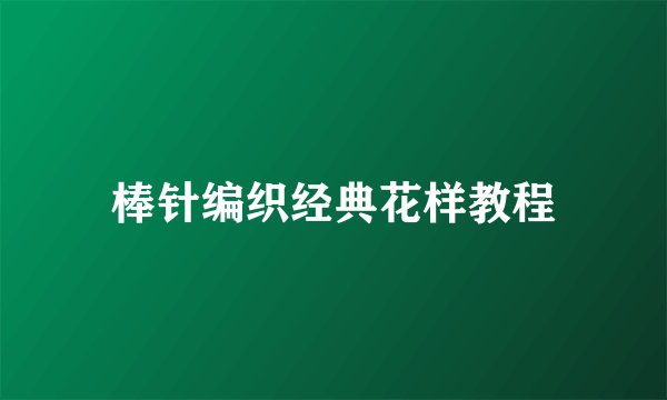 棒针编织经典花样教程