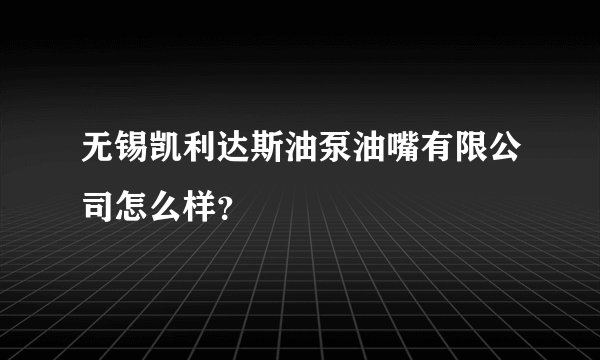 无锡凯利达斯油泵油嘴有限公司怎么样?