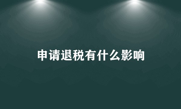 申请退税有什么影响