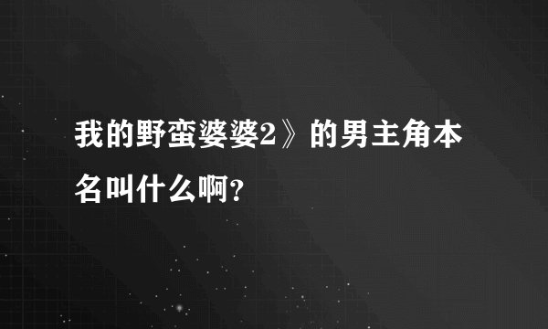 我的野蛮婆婆2》的男主角本名叫什么啊？