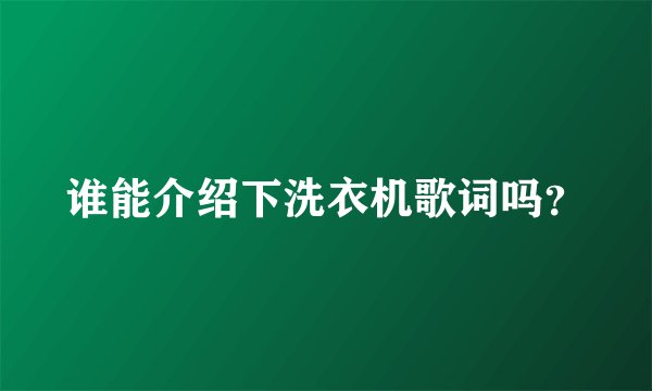 谁能介绍下洗衣机歌词吗?