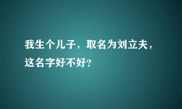 我生个儿子，取名为刘立夫，这名字好不好？