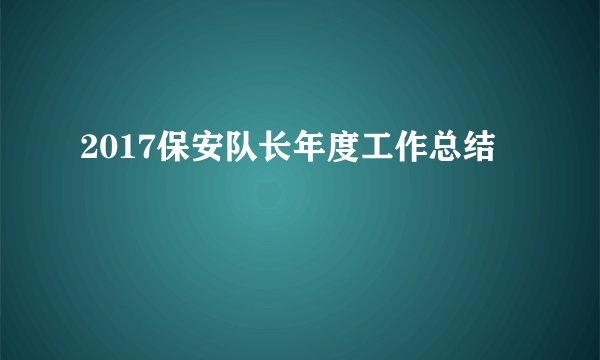 2017保安队长年度工作总结