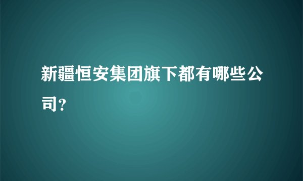 新疆恒安集团旗下都有哪些公司?
