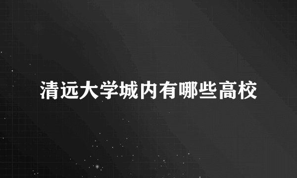 清远大学城内有哪些高校