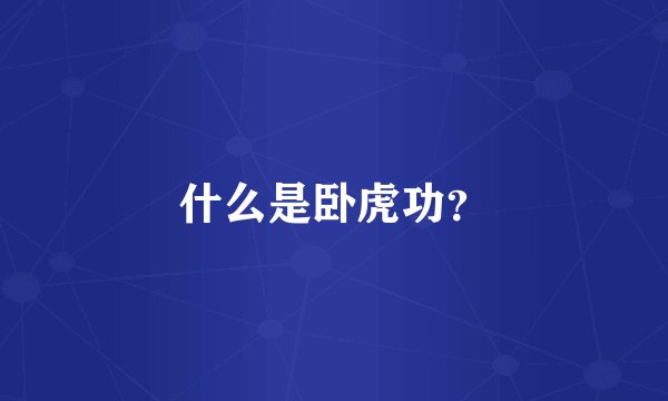 什么是卧虎功？