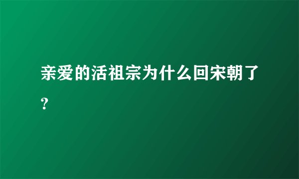 亲爱的活祖宗为什么回宋朝了？