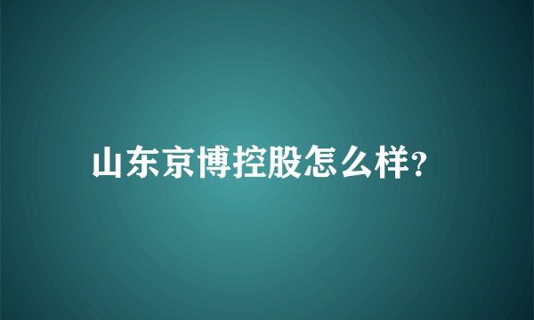 山东京博控股怎么样？