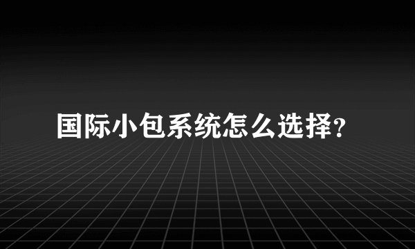 国际小包系统怎么选择？