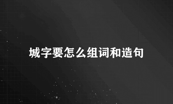 城字要怎么组词和造句