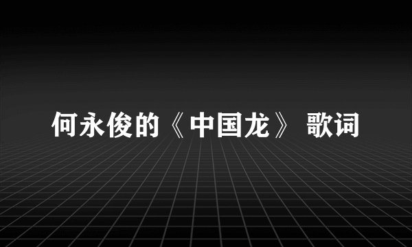 何永俊的《中国龙》 歌词