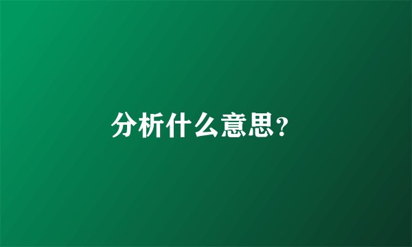 分析什么意思？