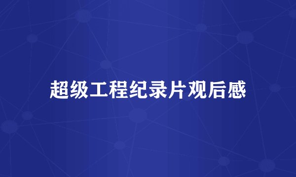 超级工程纪录片观后感