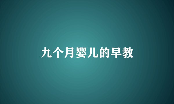 九个月婴儿的早教