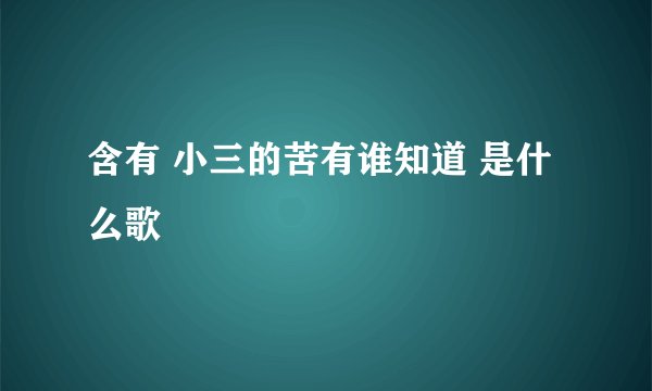 含有 小三的苦有谁知道 是什么歌