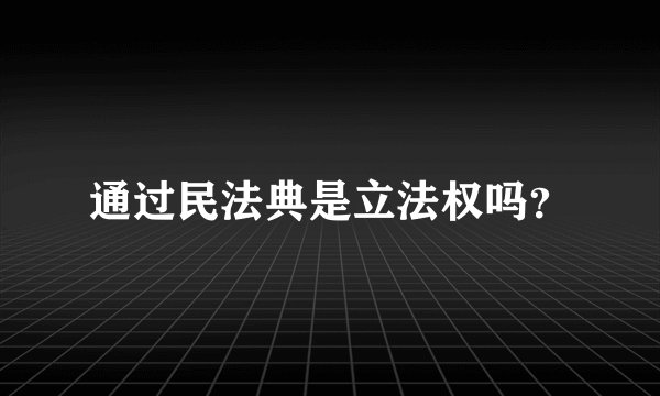 通过民法典是立法权吗？