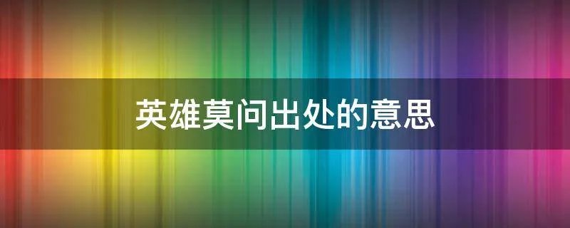 英雄莫问出处的意思