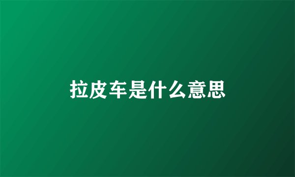拉皮车是什么意思