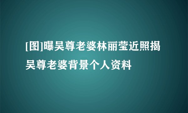 [图]曝吴尊老婆林丽莹近照揭吴尊老婆背景个人资料