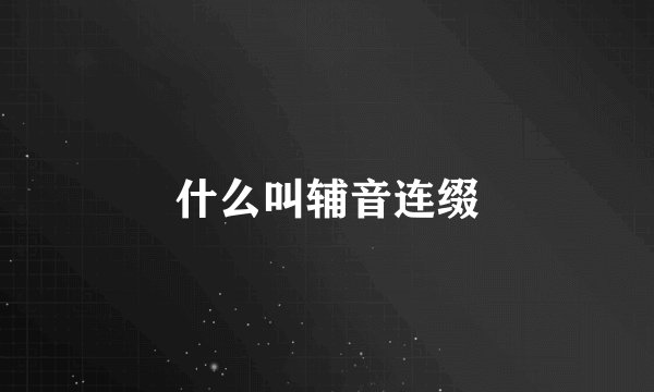 什么叫辅音连缀