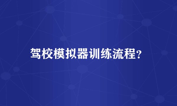 驾校模拟器训练流程？