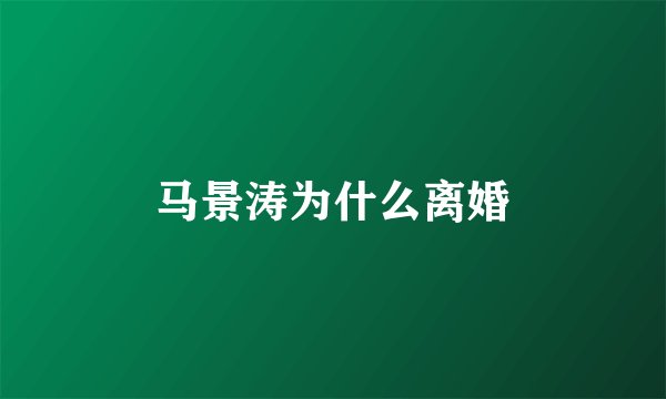 马景涛为什么离婚
