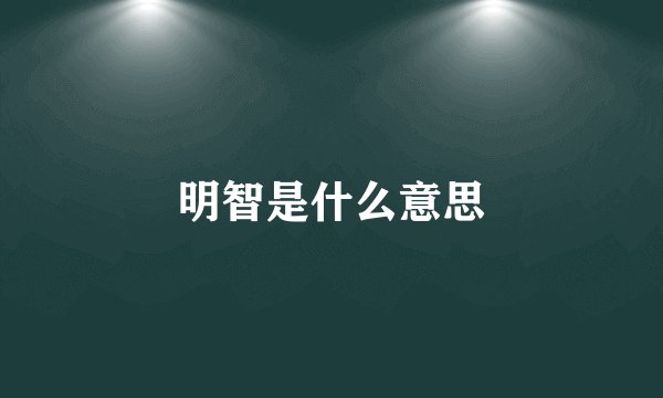 明智是什么意思