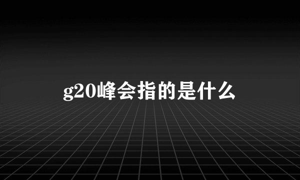g20峰会指的是什么