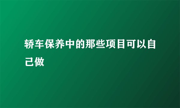 轿车保养中的那些项目可以自己做