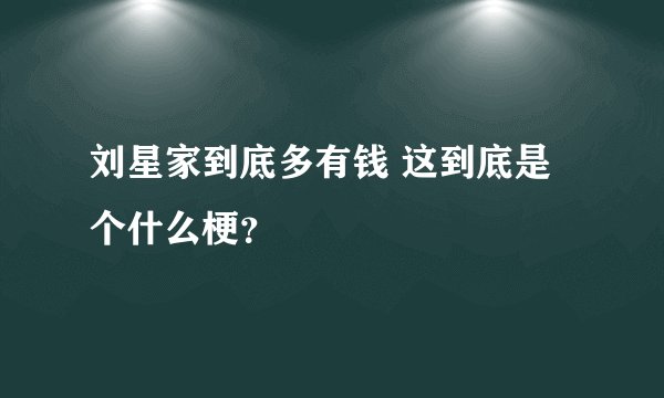 刘星家到底多有钱 这到底是个什么梗?