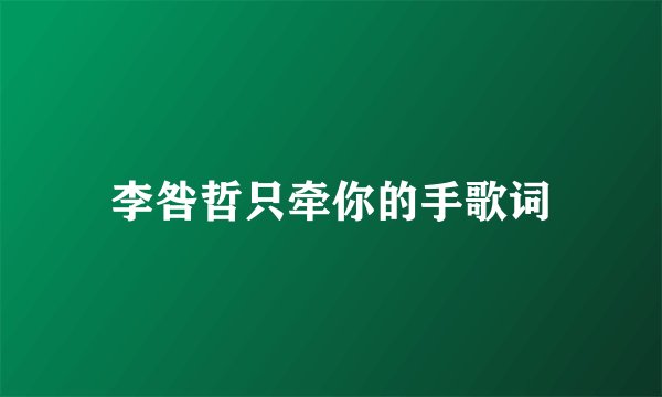 李咎哲只牵你的手歌词