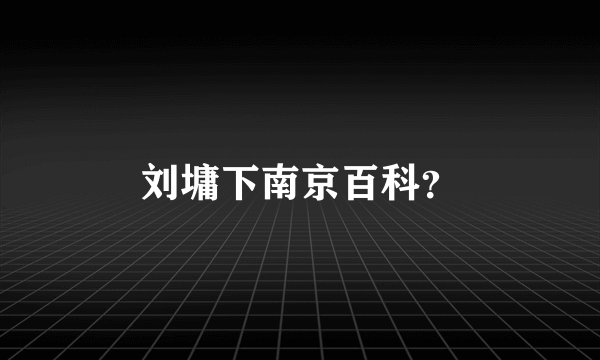 刘墉下南京百科？