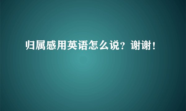 归属感用英语怎么说？谢谢！
