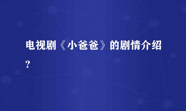 电视剧《小爸爸》的剧情介绍？