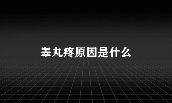 睾丸疼原因是什么