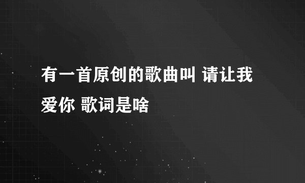 有一首原创的歌曲叫 请让我爱你 歌词是啥