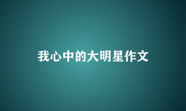 我心中的大明星作文