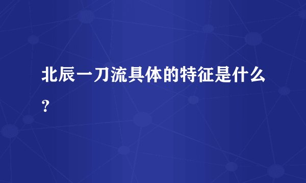 北辰一刀流具体的特征是什么?