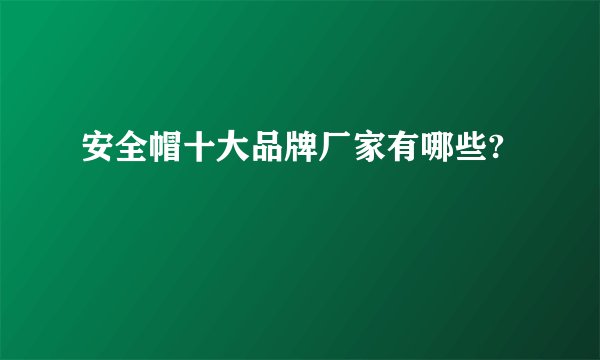 安全帽十大品牌厂家有哪些?