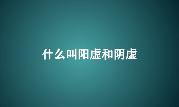 什么叫阳虚和阴虚